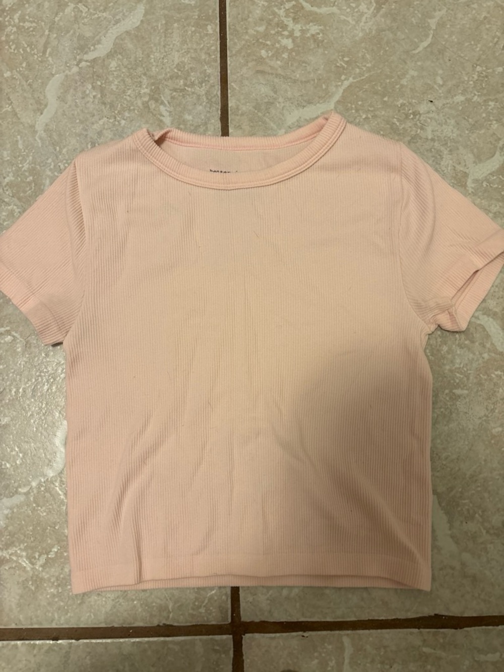 Ribbed Crop Tee in Light Pink